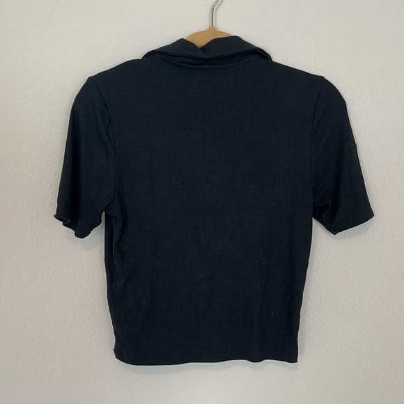 NWT Abercrombie + Fitch Hook-and-Eye Polo, Cropped | Size M | BLACK - Picture 5 of 5